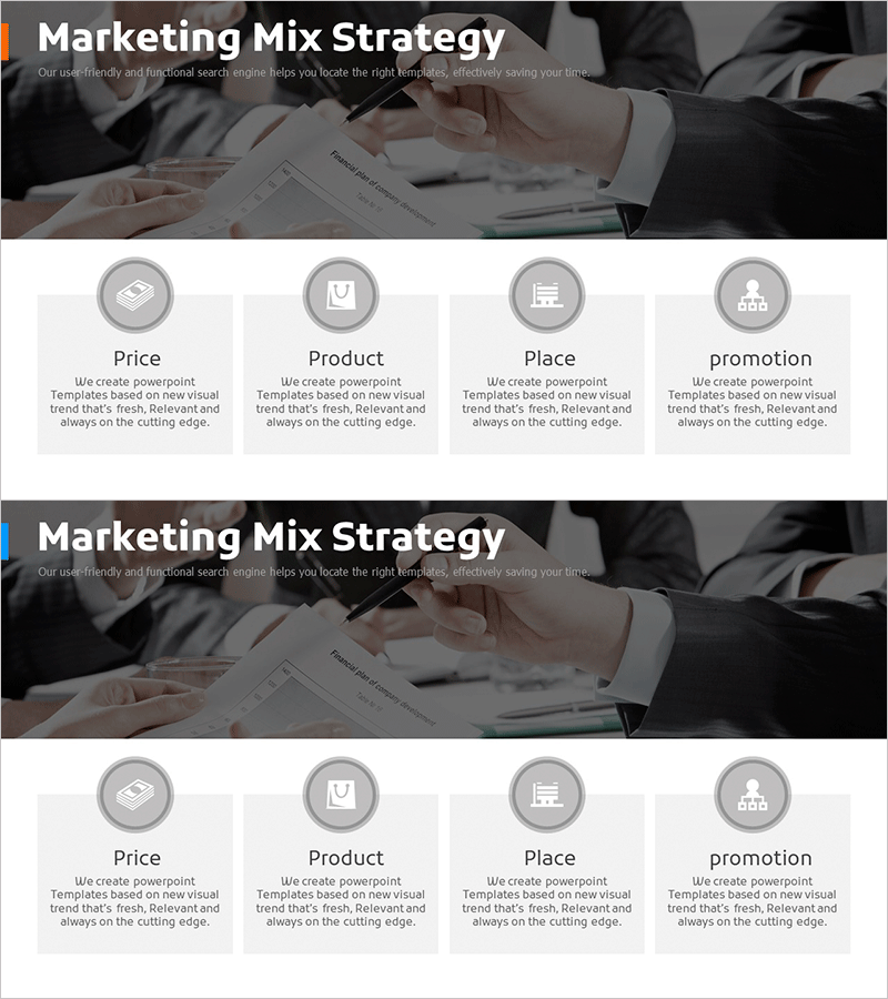 차별화된 마케팅 4P 전략 슬라이드