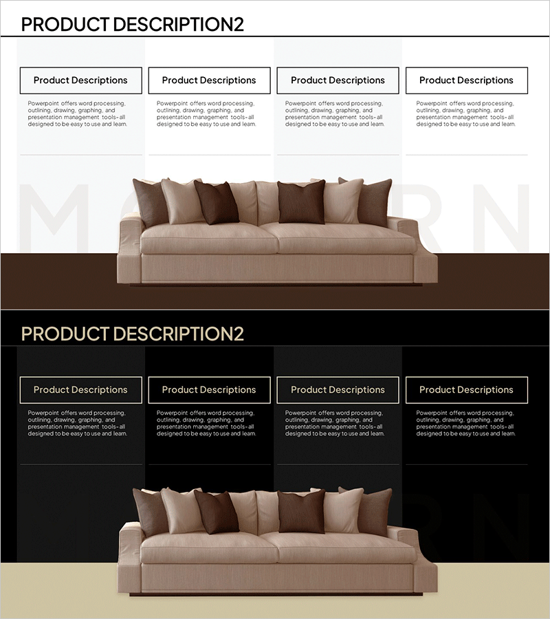 가구 상품 세부 설명 슬라이드 - 클러스터 디자인