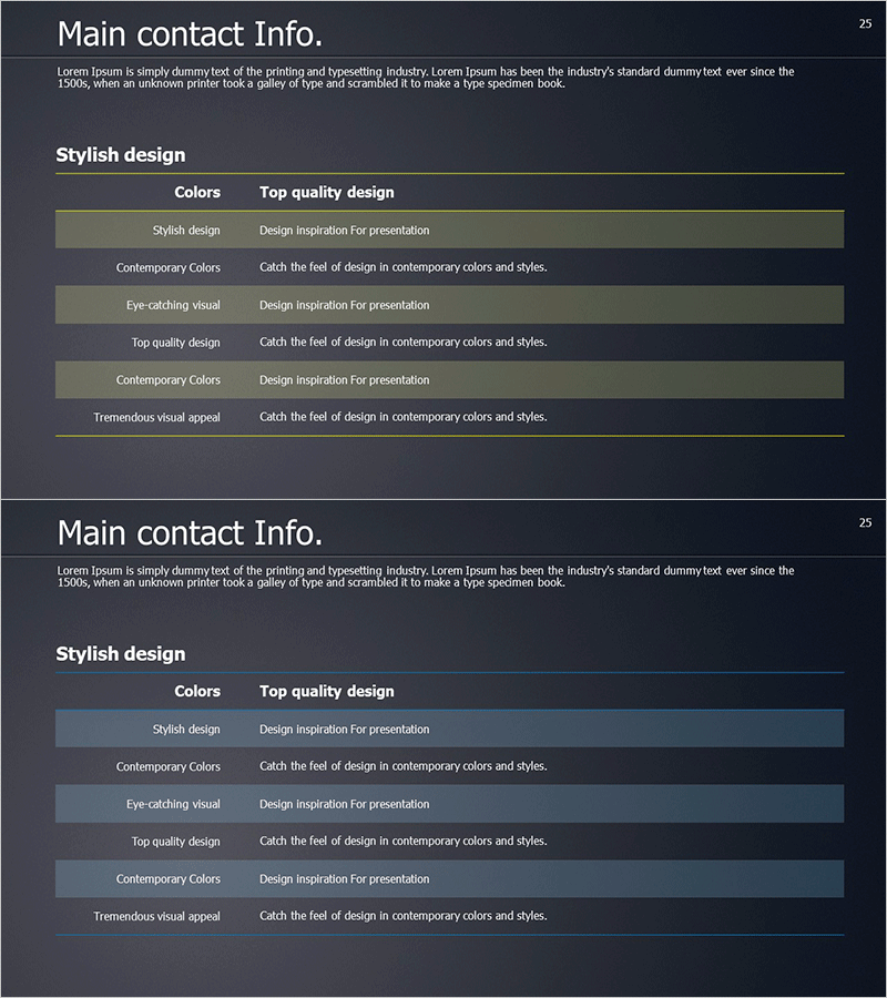 주요 연락처 목록 – 회사 소개와 사업 비전을 효과적으로 정리하는 슬라이드