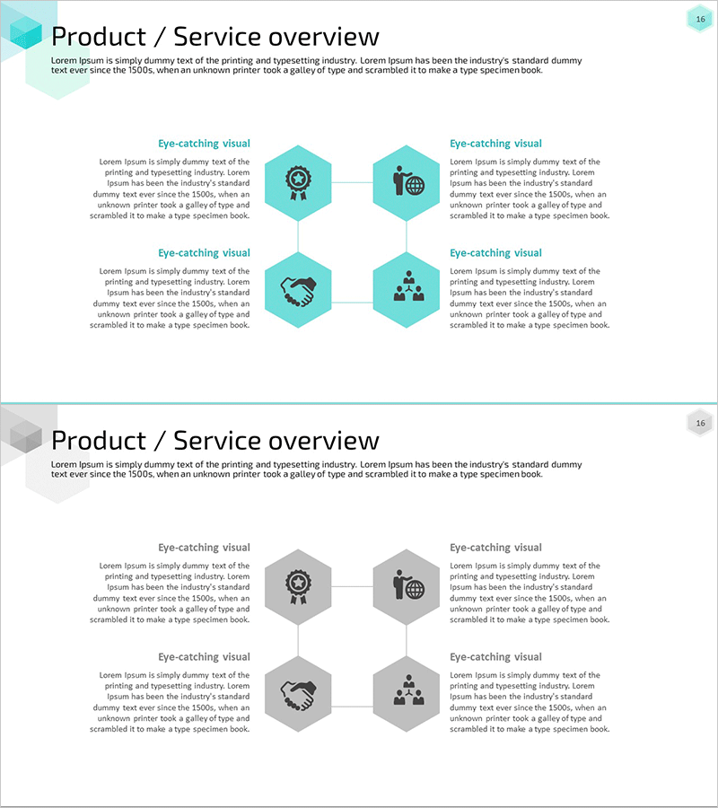 육각형 연결 사각 다이어그램 - 제품 및 서비스 소개
