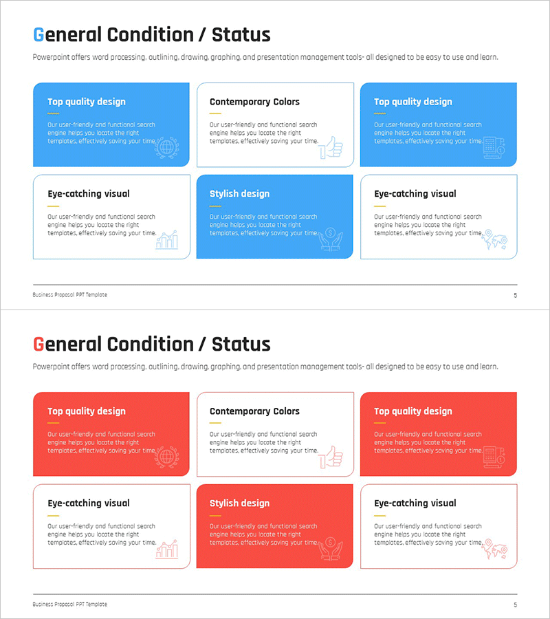 제안서 프로그램 소개 목록 – 직관적이고 세련된 다이어그램