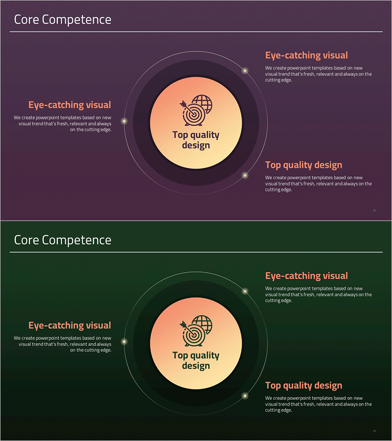 그라데이션 핵심가치 다이어그램 – 효과적인 비주얼 전달