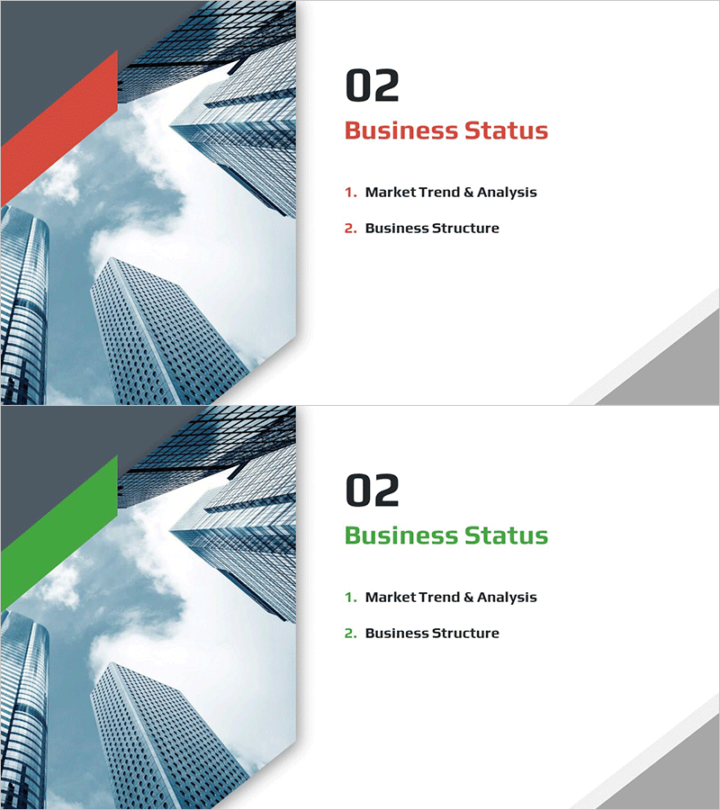 사선 테마 IR 템플릿 간지 – 비즈니스 상태 분석