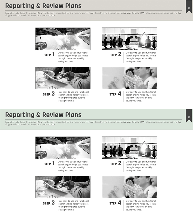 검토 계획 슬라이드 – 4단계 구조