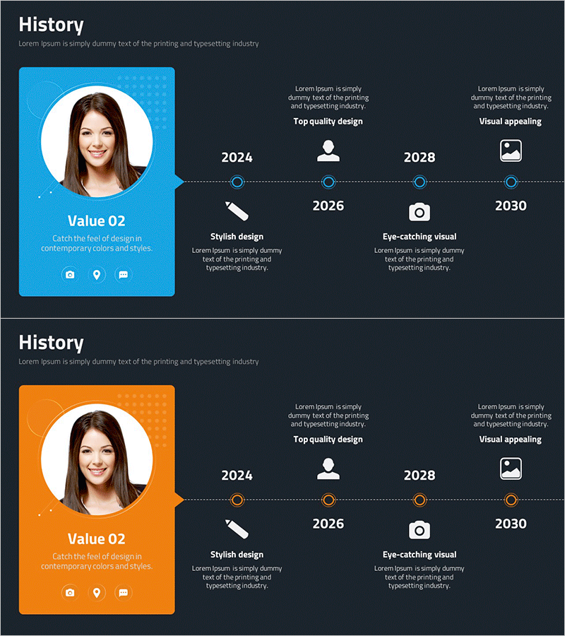 회사 대표자 및 연혁 소개 슬라이드 – 의미 있는 연결