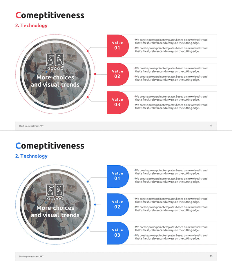 기술 비교 분석 연결 다이어그램