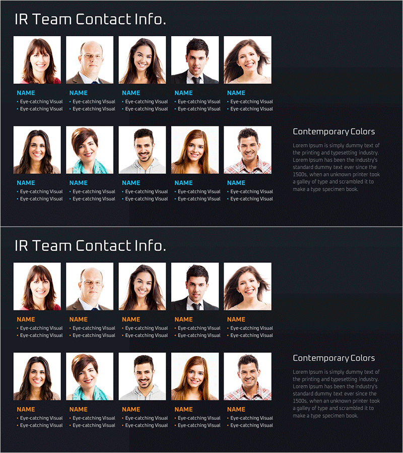 IR 주요 인력팀 다이어그램 – 연결성과 협력을 강조한 템플릿