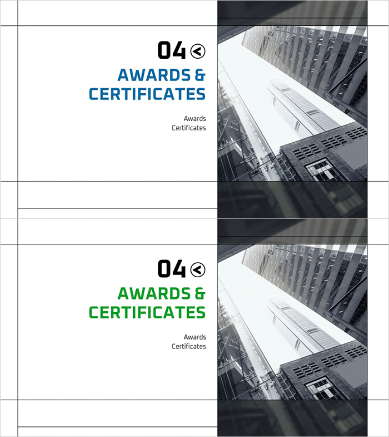 그리드 회사소개서 템플릿 간지 – 상을 이룬 비즈니스의 가치