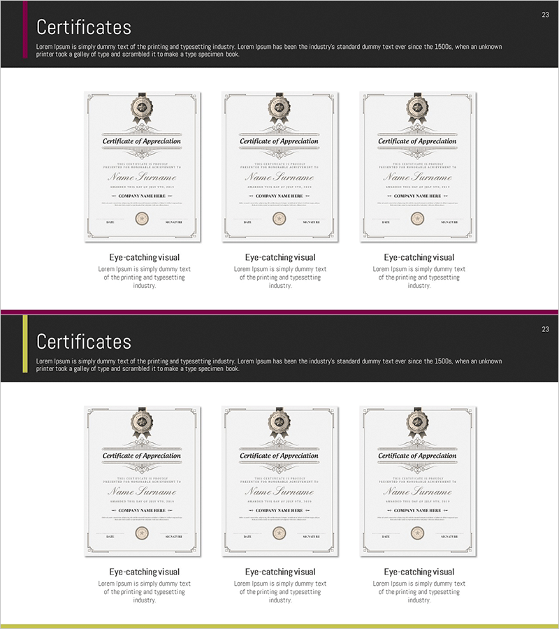 수상 인증내역 소개 – 신뢰성 있는 다이어그램