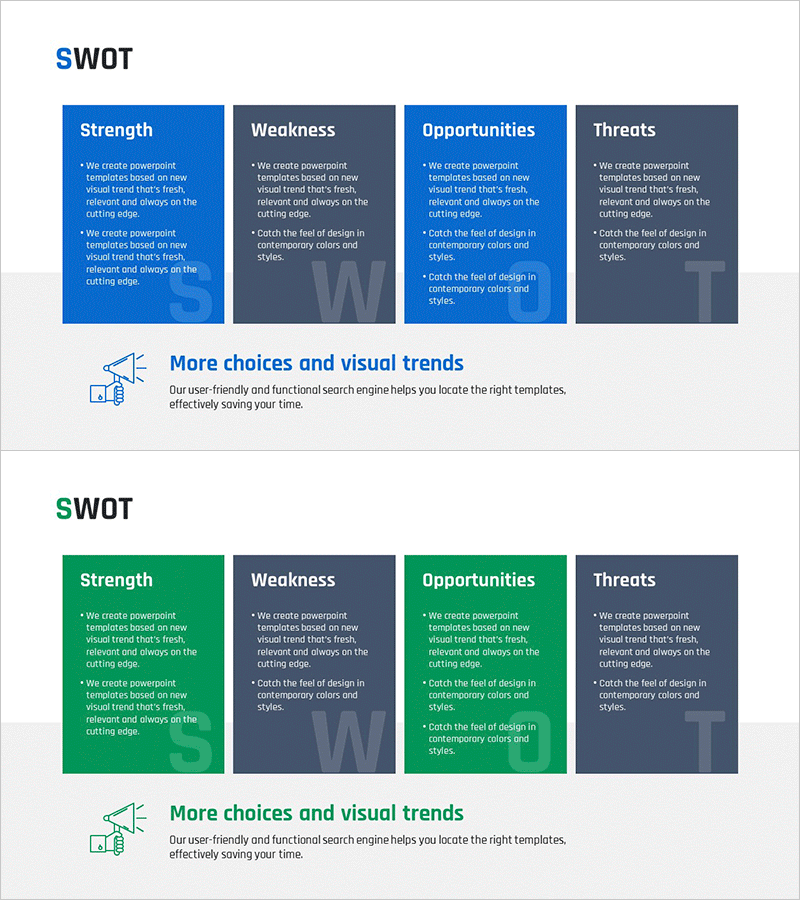 SWOT 분석 사각 폐쇄 다이어그램 - 시장 분석에 최적화