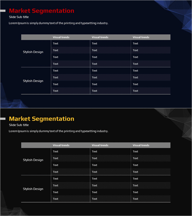시장세분화 분석 테이블표 – 명확한 데이터 구조