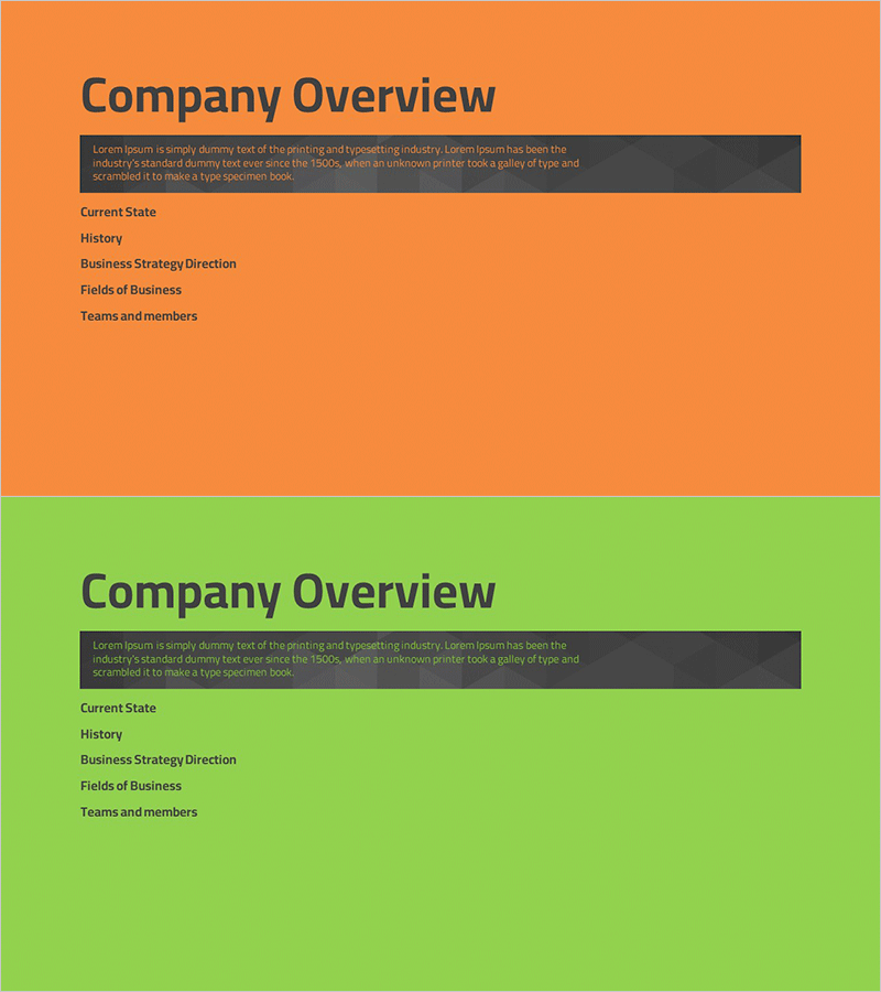 심플 테마 사업계획서 템플릿 간지 – 비즈니스 개요를 위한 슬라이드