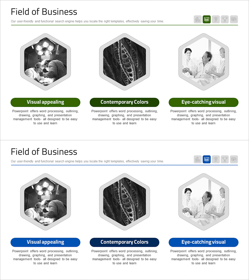 의료서비스 육각 다이어그램 – 사업비전 설명