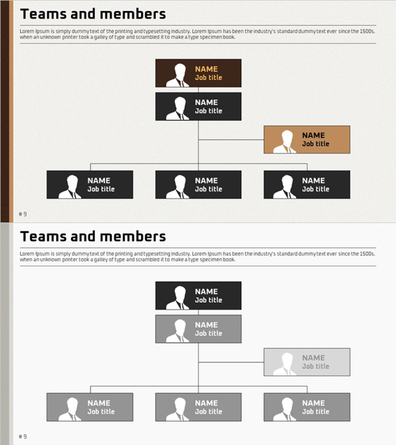 비즈니스 조직도 실루엣 다이어그램