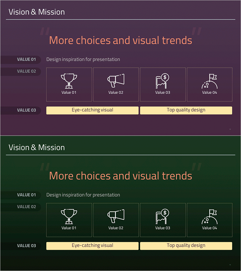 지속가능한 성장을 위한 비전과 미션 – 비전 및 핵심 가치 강조