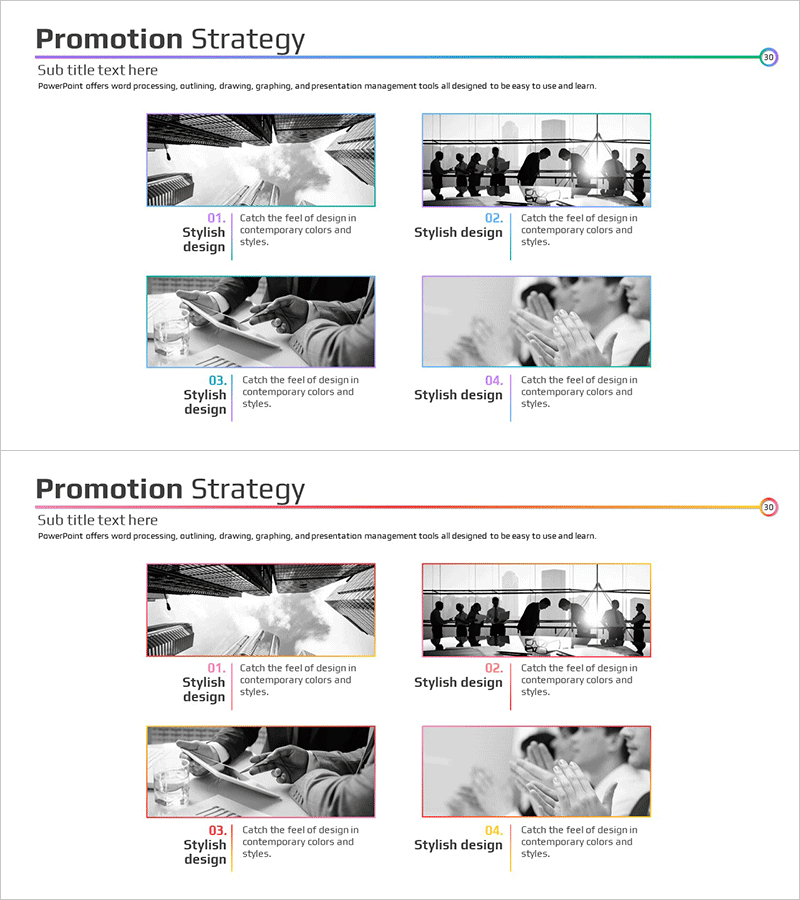 프로모션 전략을 시각화한 슬라이드 – 성공적 마케팅 프로그램 소개