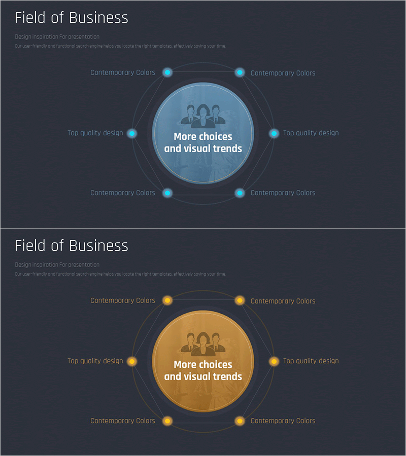 비즈니스 분야를 위한 포괄적인 디자인 슬라이드