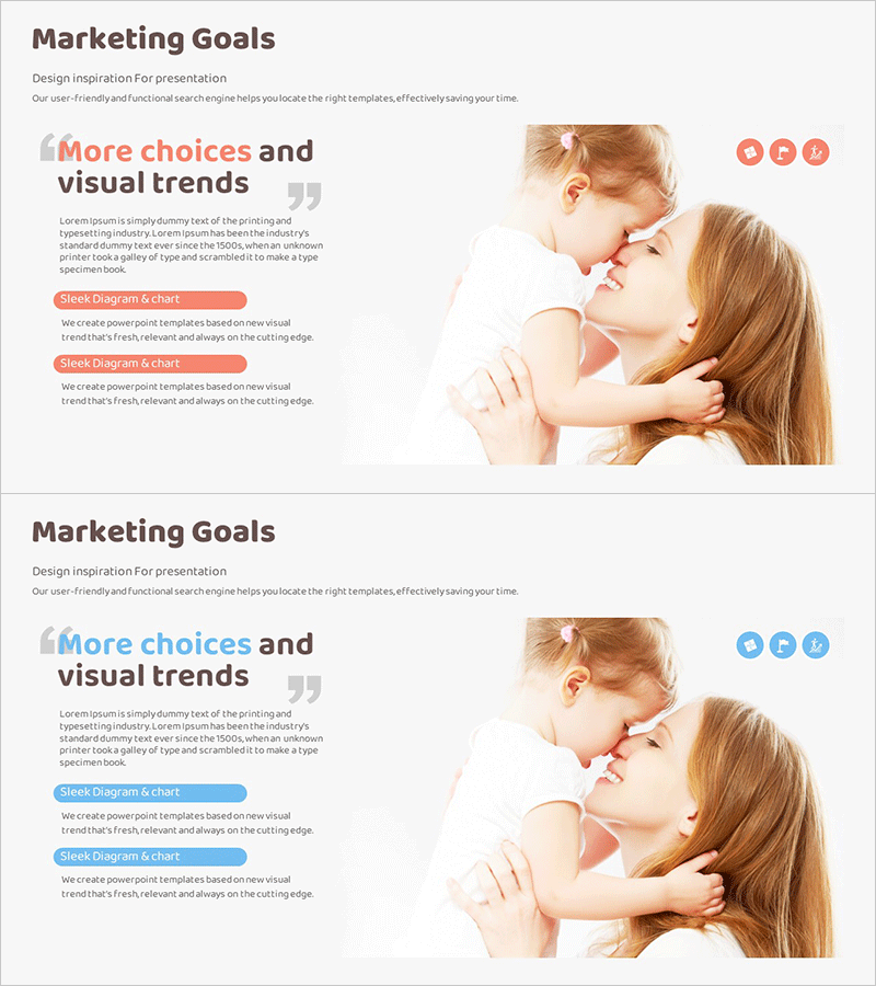 유아 케어 서비스 마케팅 목표 슬라이드