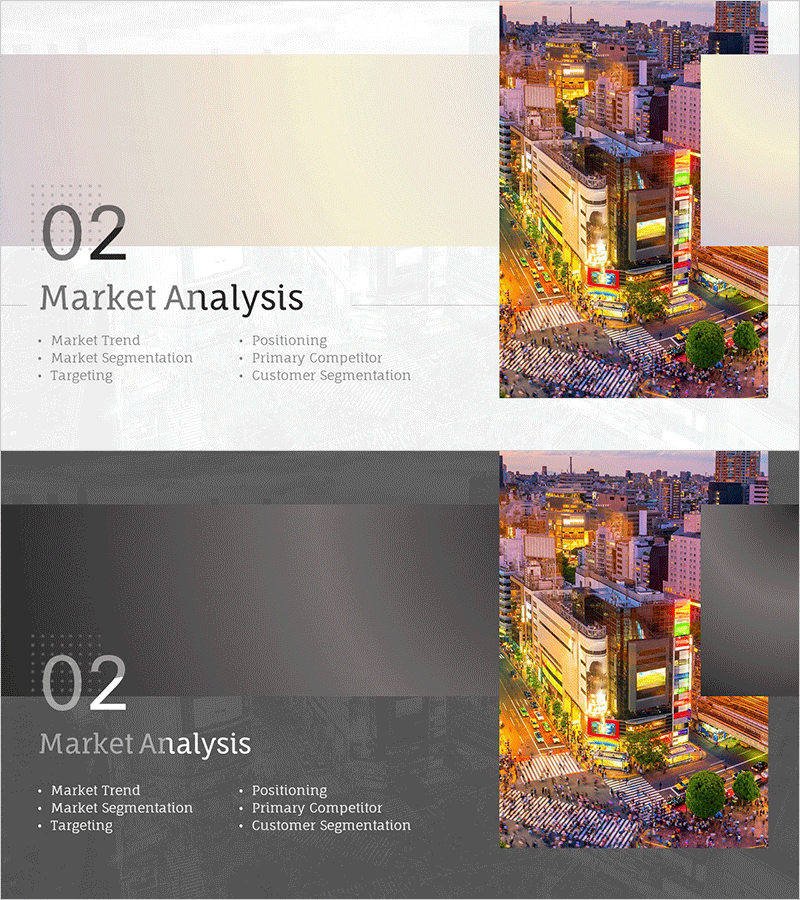 광고 마케팅 계획 슬라이드 – 시장 분석 강조