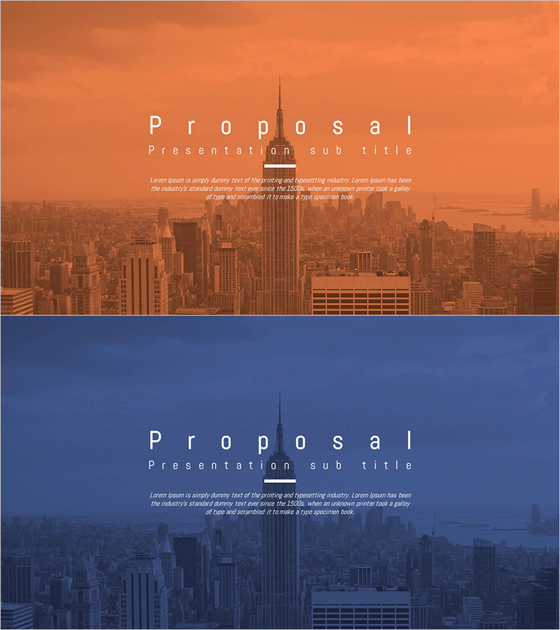 시티 테마 제안서 템플릿 표지 – 비즈니스 강렬함