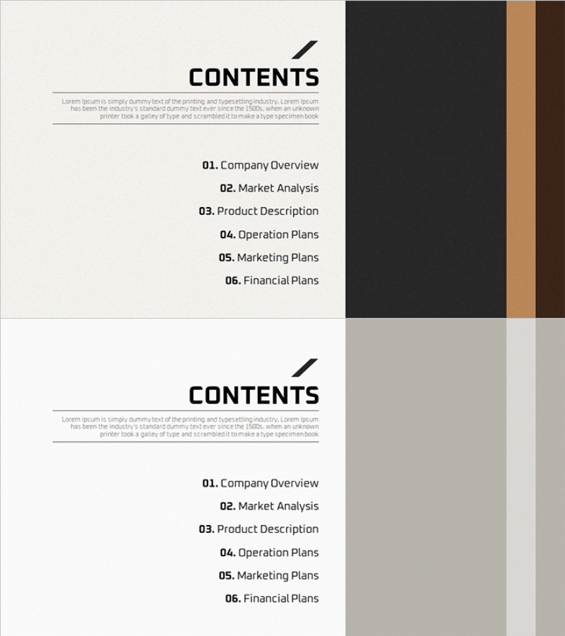 비즈니스 플랜 만년필 테마 템플릿 목차