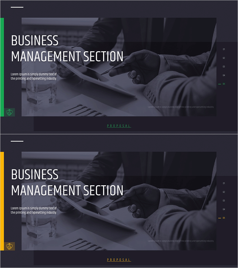 모던 시티 테마 제안서 간지 – 비즈니스 관리 섹션
