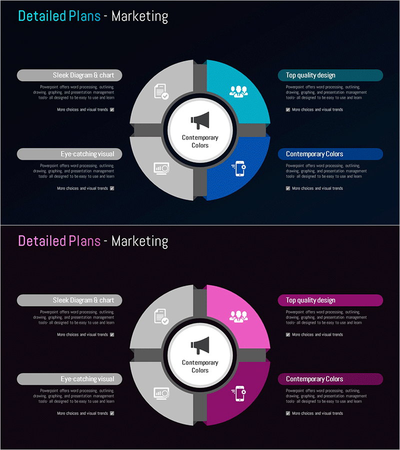 마케팅 계획 다이어그램 – 현대적 비주얼