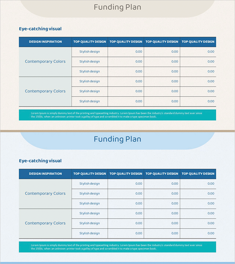 프로젝트 자금 조달 계획표 – 작성하기 쉬운 재무 계획 슬라이드