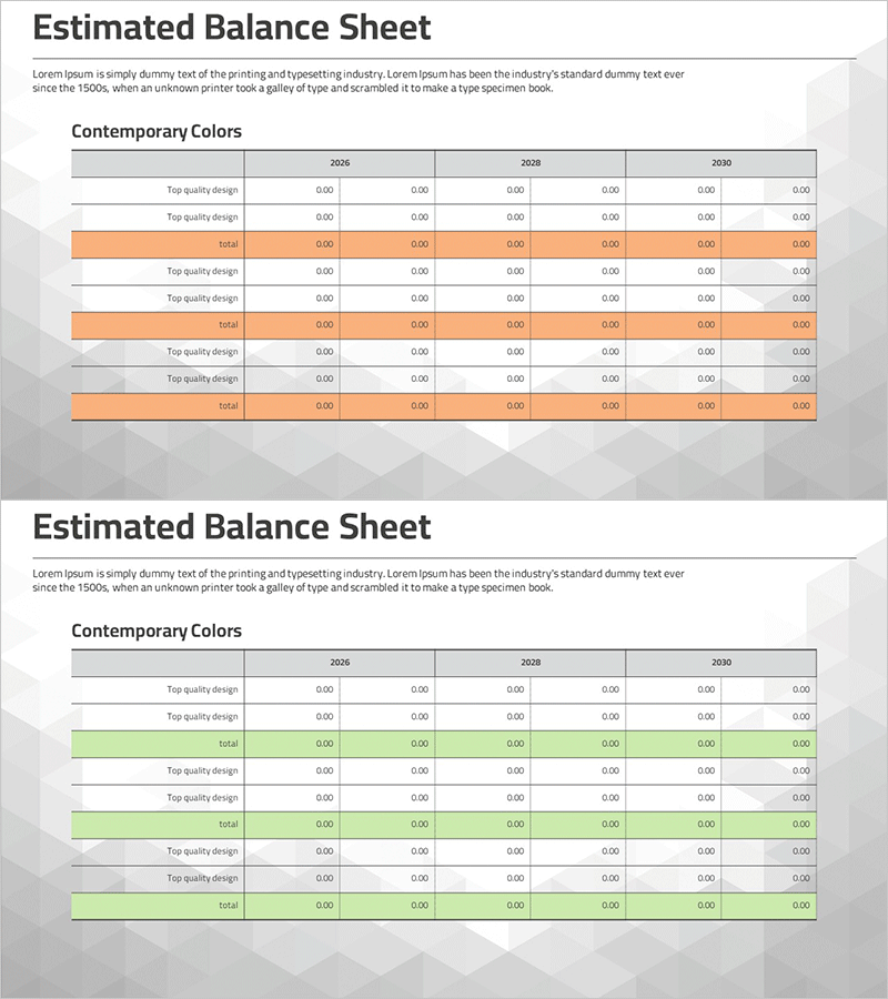 추정 대차대조표 테이블 – 재무 성과를 위한 필수 요소