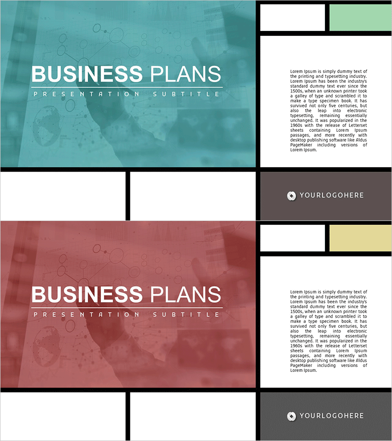 몬드리안 패턴 테마 사업계획서 템플릿 표지