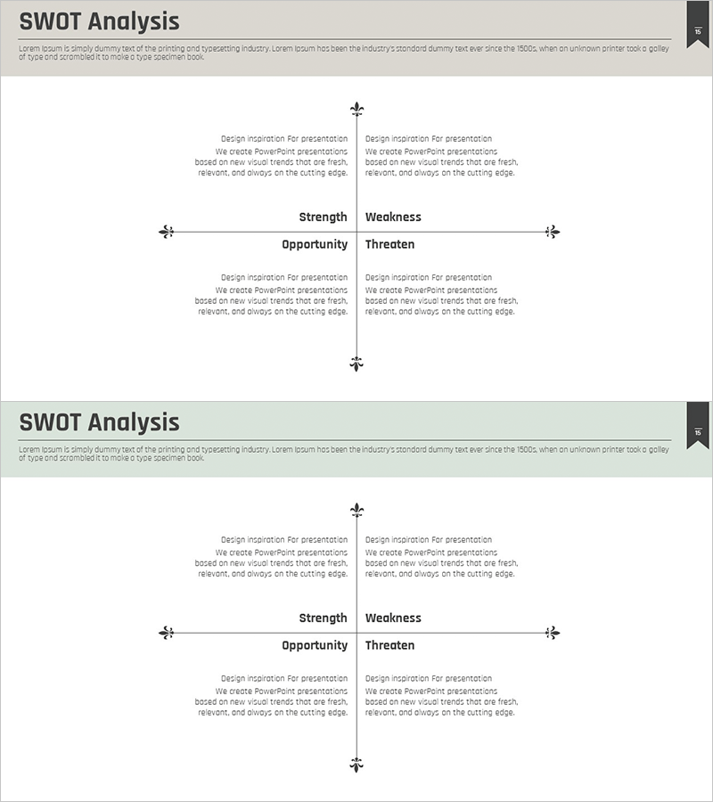 SWOT 분석 영역 분할 다이어그램 - 시장 및 경쟁사 분석