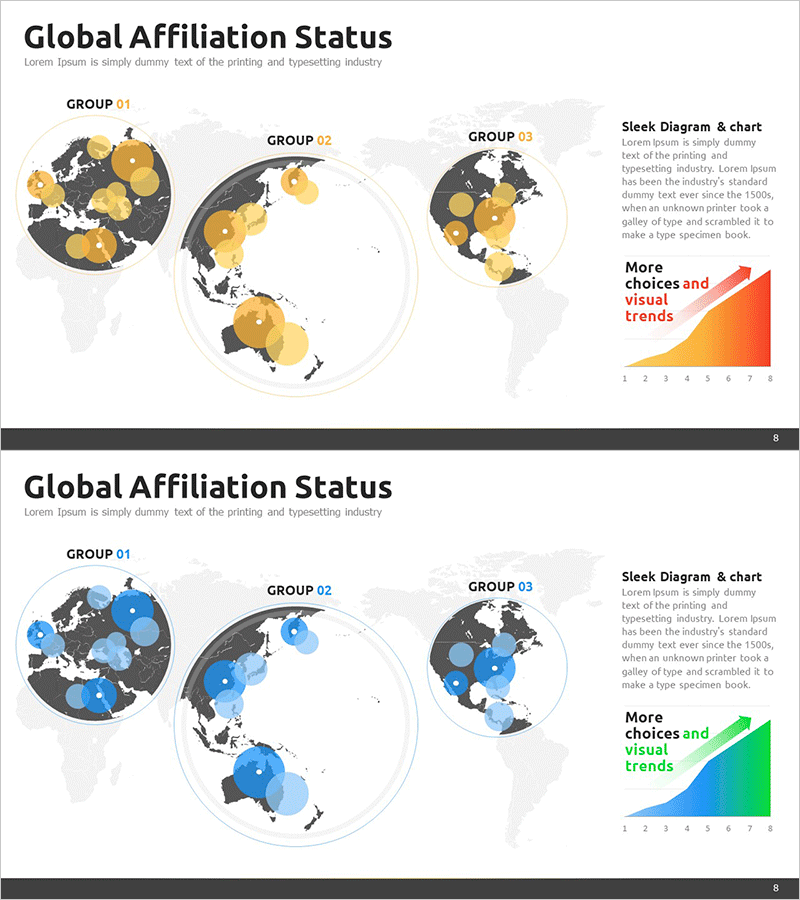 글로벌 분포도 분석 차트 – 마케팅 전략을 시각화한 디지털 템플릿