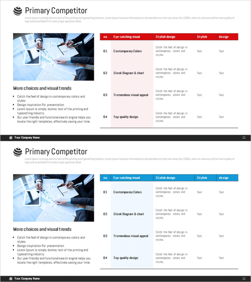 경쟁사 분석 테이블 – 시장 및 경쟁사 분석에 최적화된 솔루션