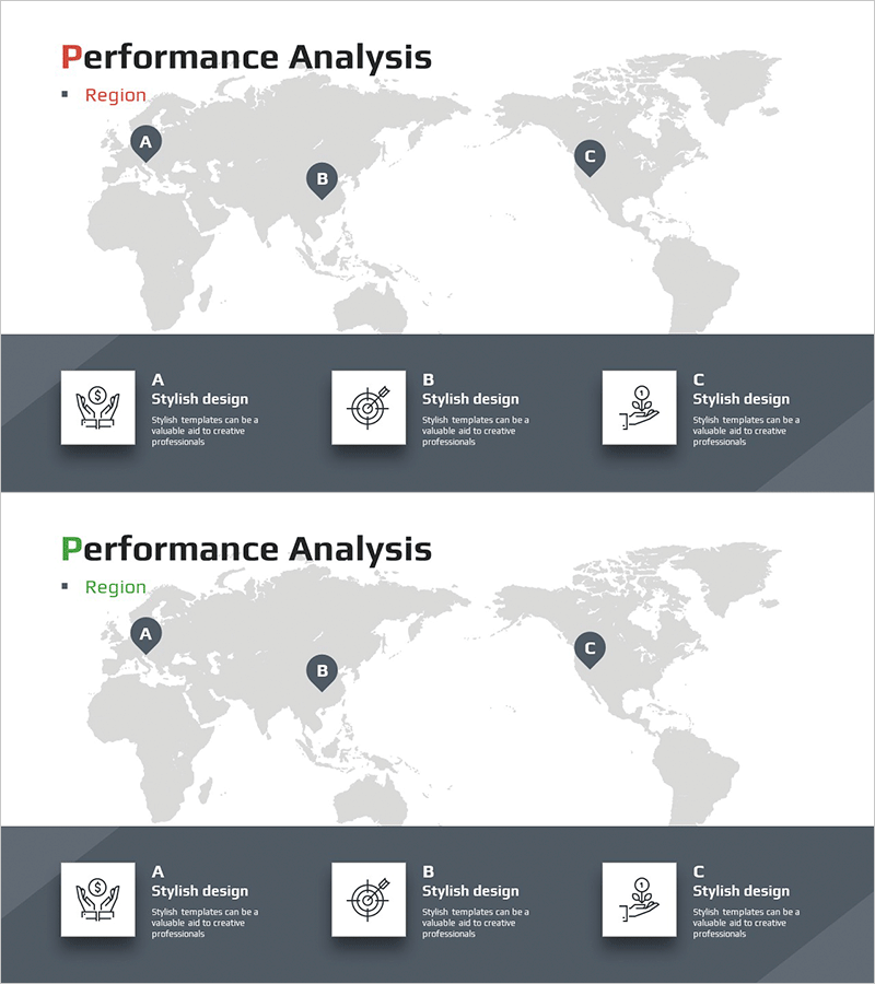 글로벌 경쟁 지역 시장 분석 슬라이드 – 전략적 마케팅 도구