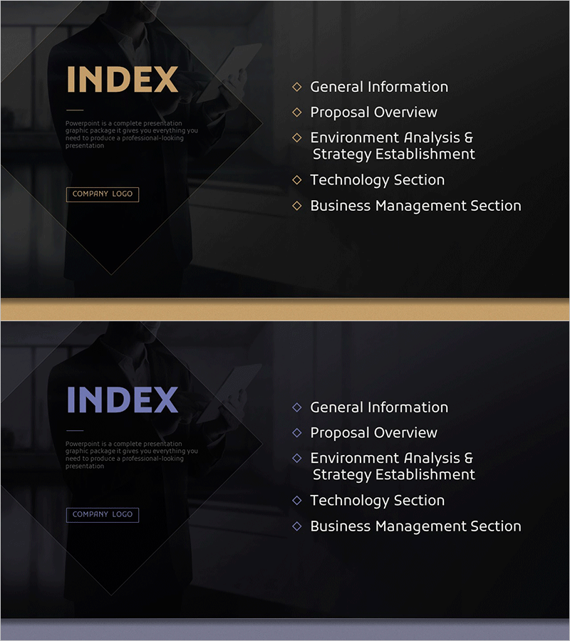 비즈니스 맨 제안서 목차 – 전문성과 신뢰