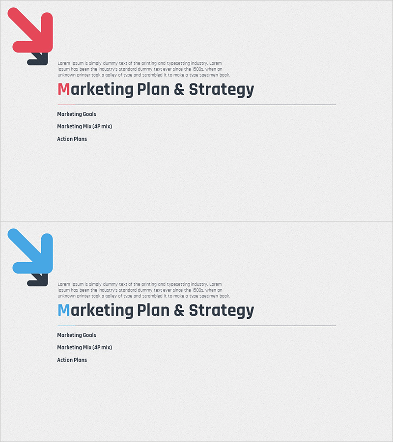 화살표 마케팅 계획 슬라이드 템플릿 – 효과적인 전략을 위한 간지