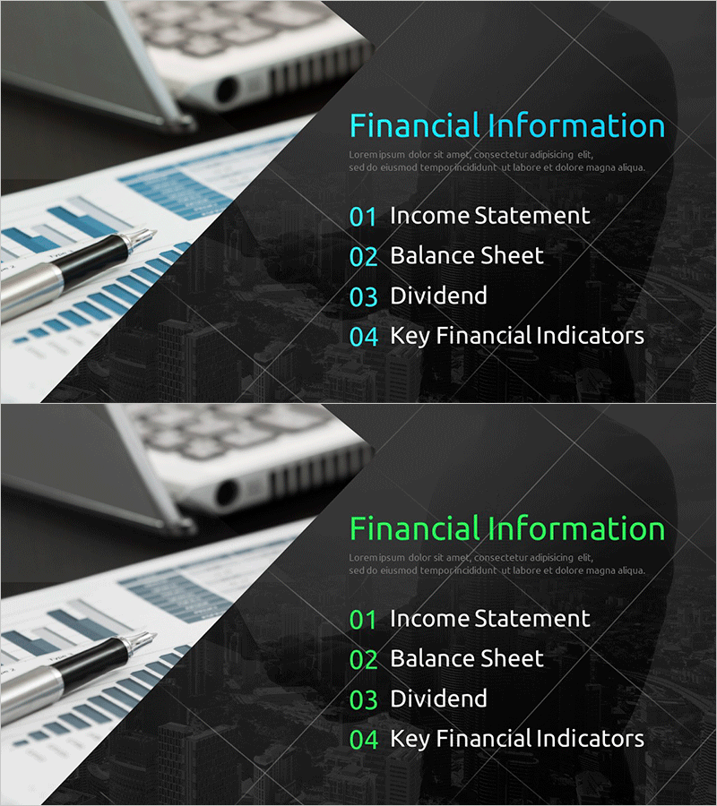 모던 IR 템플릿 간지 - 금융 정보 슬라이드