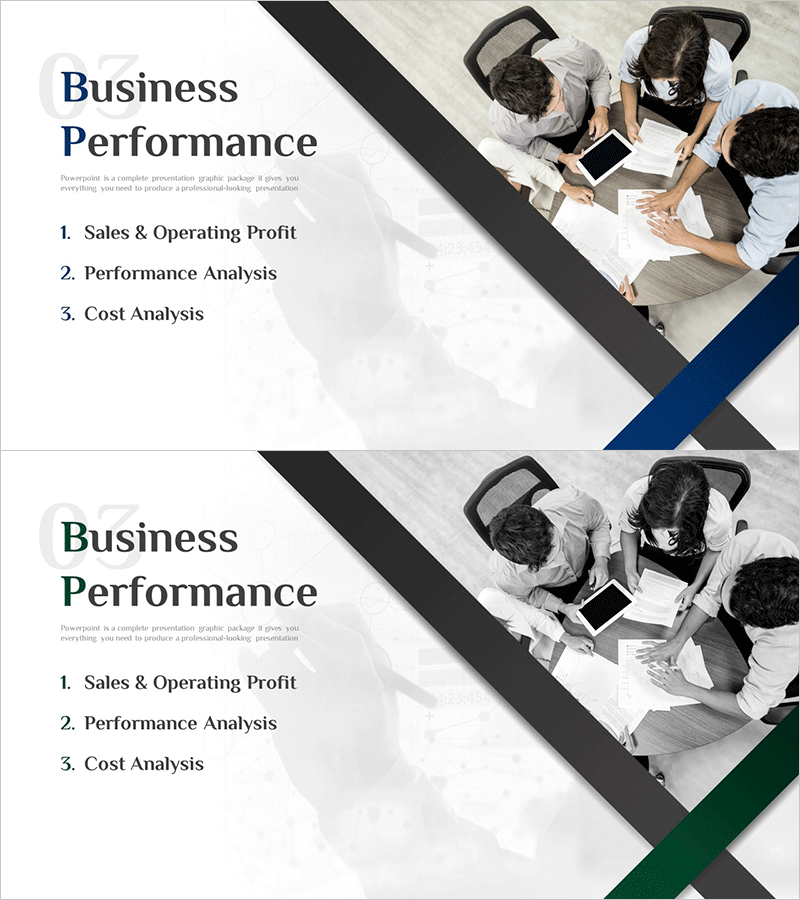 비즈니스 성과 분석을 위한 모던 라인 간지 슬라이드