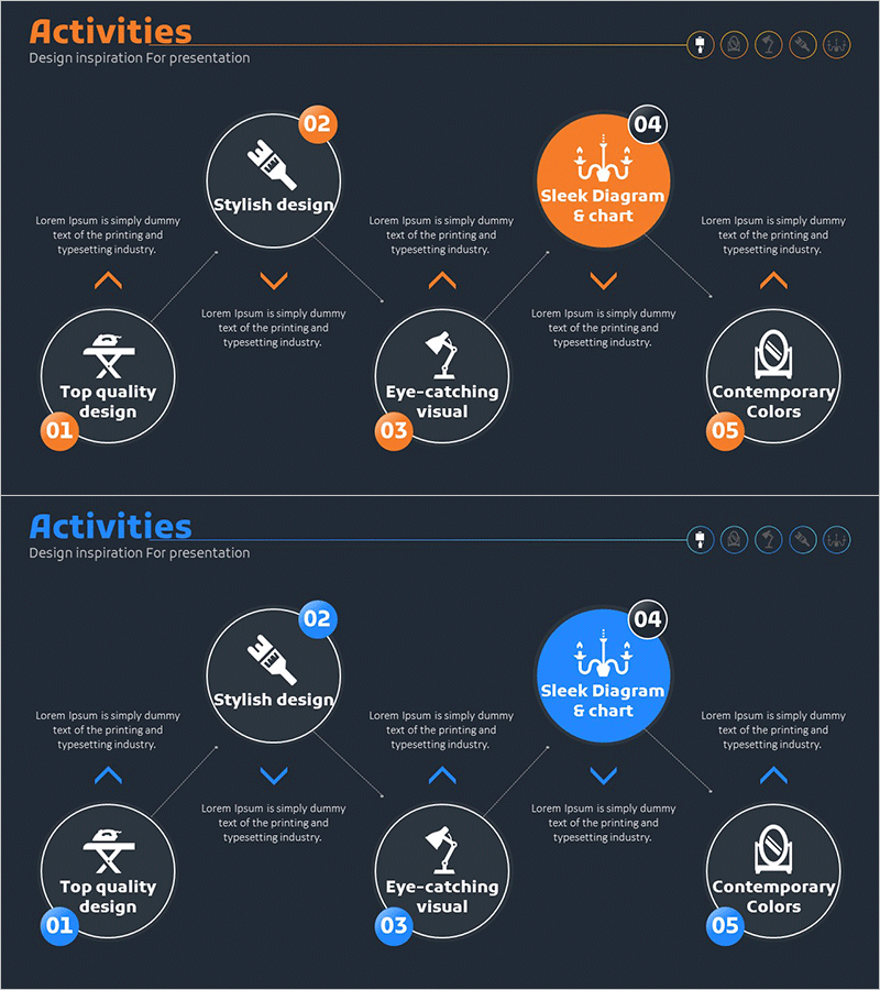 가구 설비 프로세스 슬라이드 – 다방향 흐름 diagram