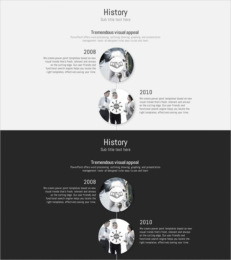 히스토리 다이어그램으로 사업 비전 강조