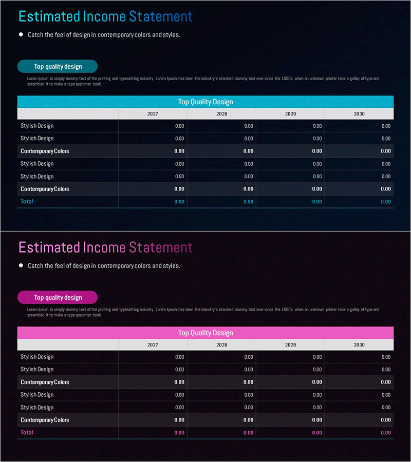 재정계획 소득 보고서 PPT 템플릿 – 재무와 성과를 한눈에
