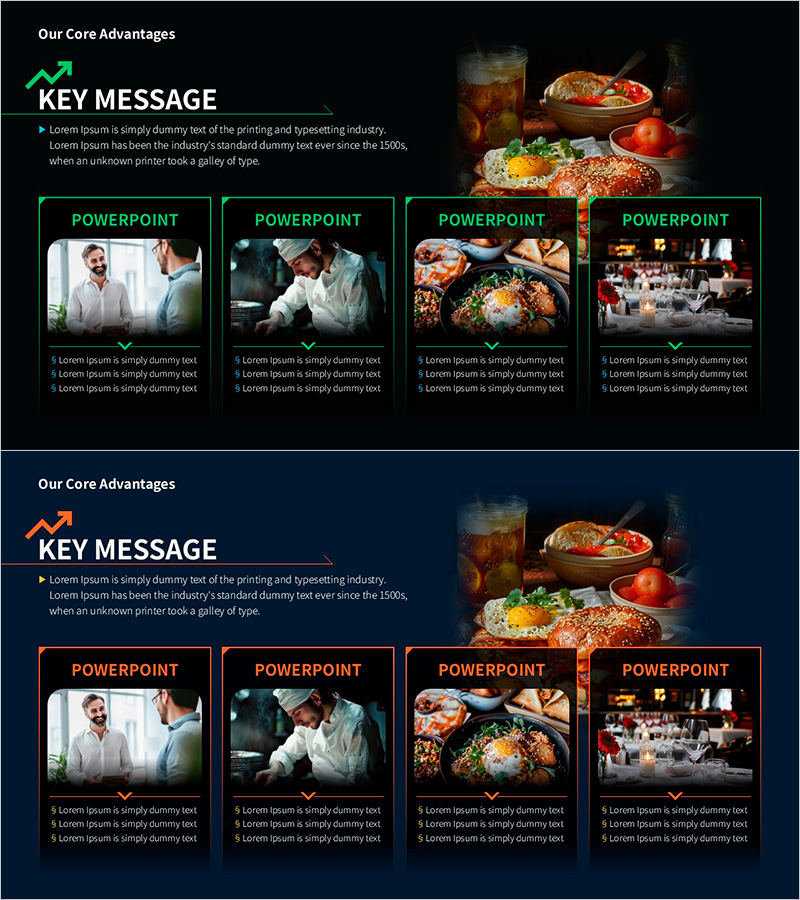 식음료 산업을 위한 전문 프레젠테이션 템플릿 – 핵심 메시지를 강조