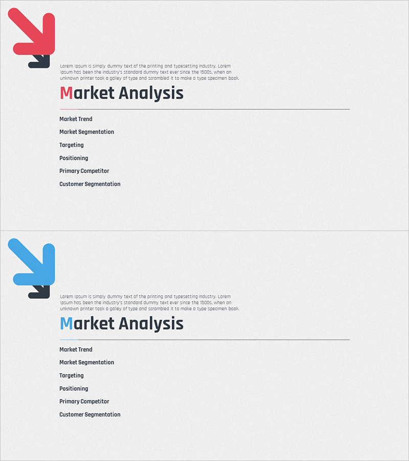 화살표 마케팅 계획 템플릿 간지