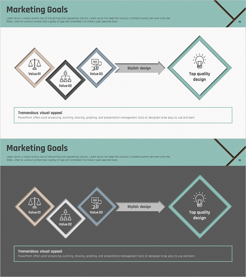 마케팅 목표 사각 다이어그램 - 간결하고 직관적인 비즈니스 전략