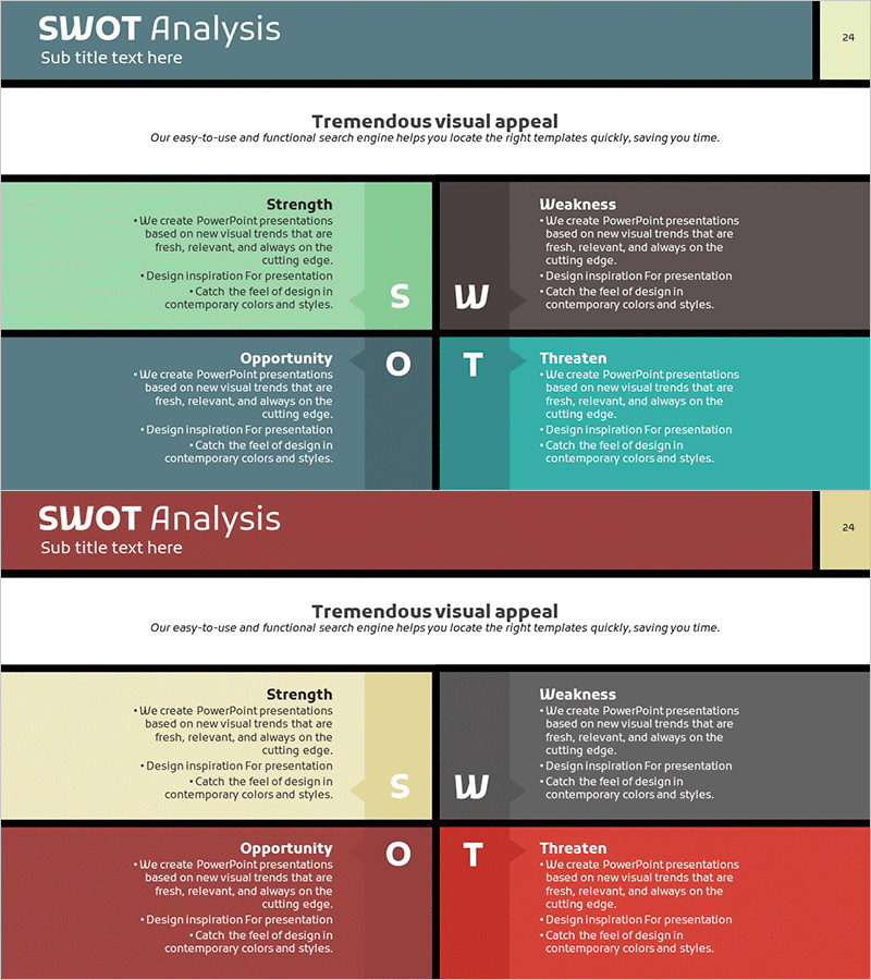 몬드리안 패턴 SWOT 분석 다이어그램
