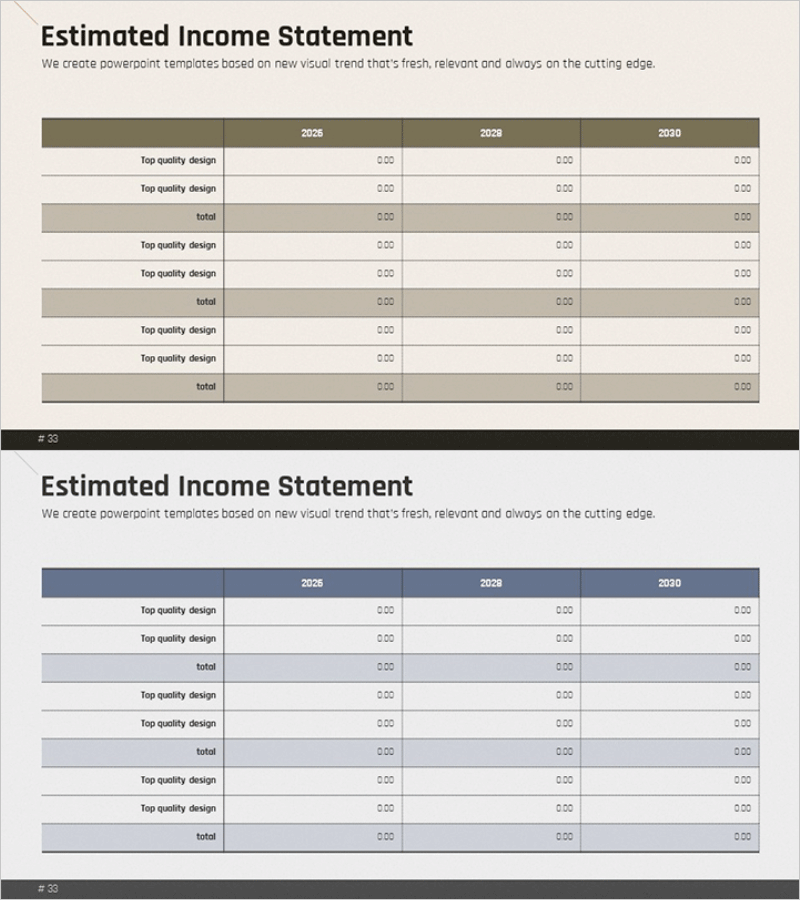 매출 및 수익 테이블 - 재무 계획을 위한 필수 탬플릿