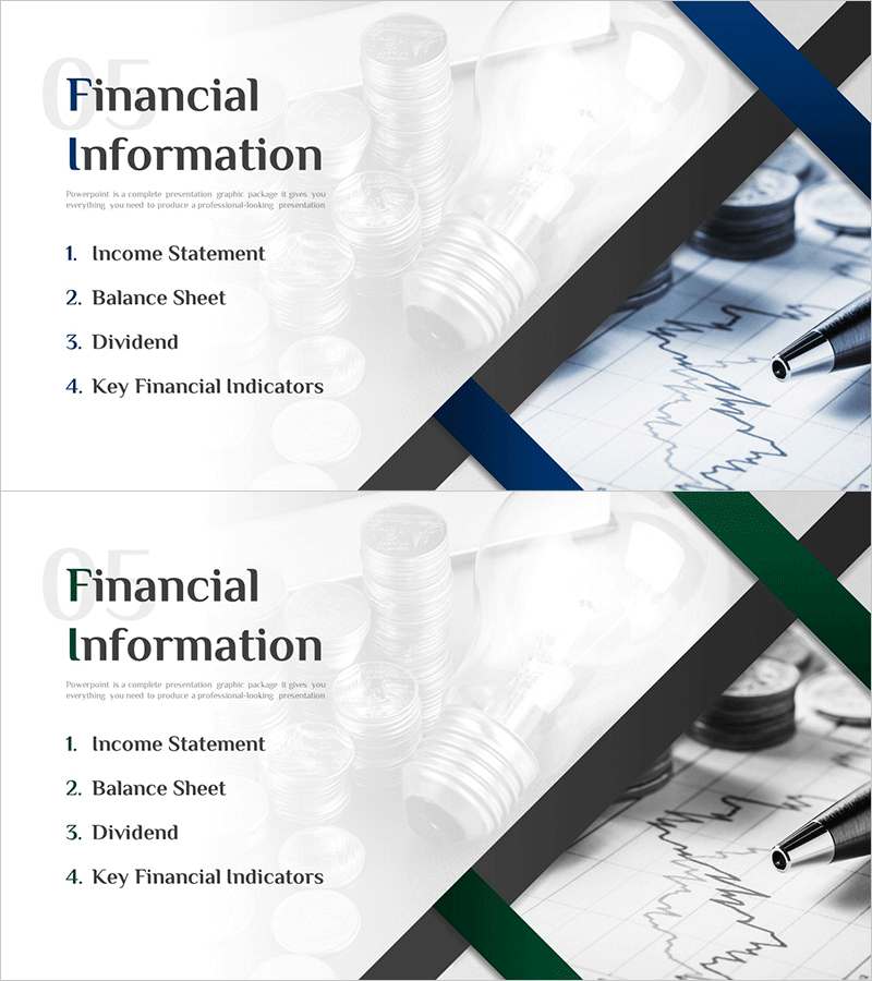 모던 라인 IR 템플릿 간지 – 재무 정보 프레젠테이션 슬라이드