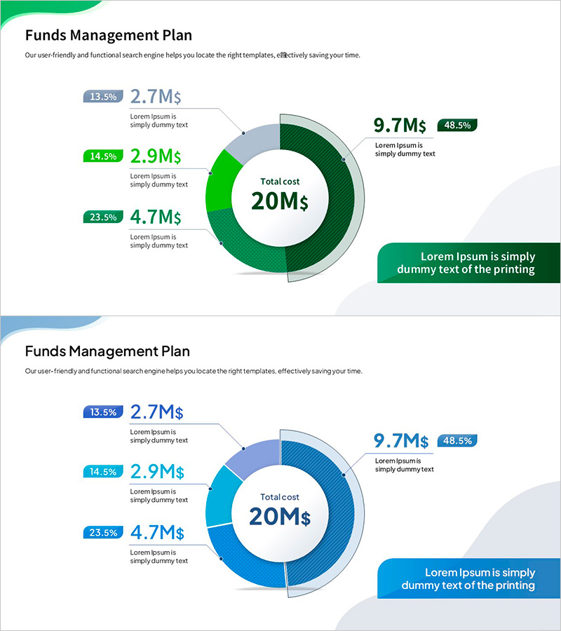 자금 관리 계획을 시각화한 다이어그램 슬라이드