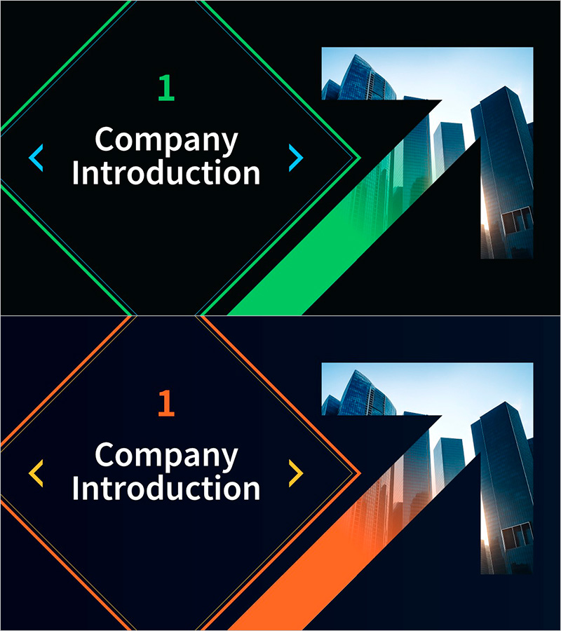 회사 소개를 위한 시각화 PPT 템플릿 - 혁신적 디자인