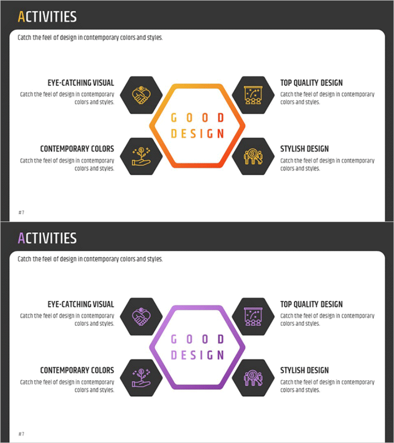 육각형 확산 다이어그램 – 사업영역 소개